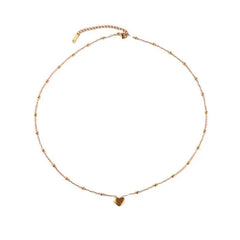 Fashion Heart Pendant Necklace Copper 18K Gold Plated Bead Chain Jewelry for Women Sweet Girl Retro Dainty Accessories Wholesale