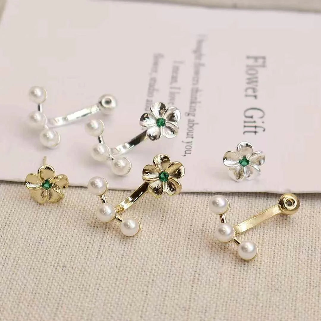 Ladies Imitation Pearl Bow Flower Decorative Small Drop Earring Fashion Elegant Glamorous High Quality Daily Jewelry Accessories
