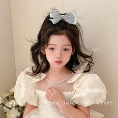 Solid Color Glitter Classic Bowknot Hair Clips for Baby Girls Simple Cute Alligators for Kids Children Hair Accessories in Stock