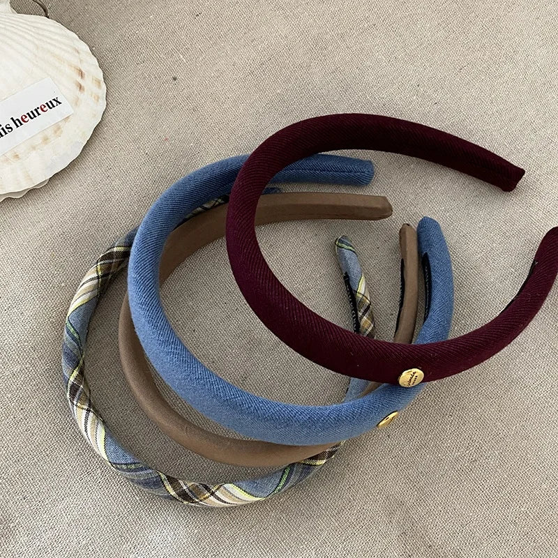 Women Blue Brown Wide Headbands Fashion Elegant Vintage High Quality in Store Hairbands Accessories for Female Daily Causal Use