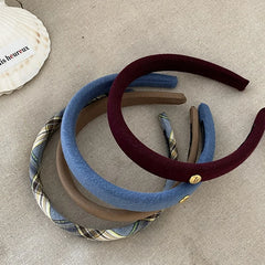 Women Blue Brown Wide Headbands Fashion Elegant Vintage High Quality in Store Hairbands Accessories for Female Daily Causal Use