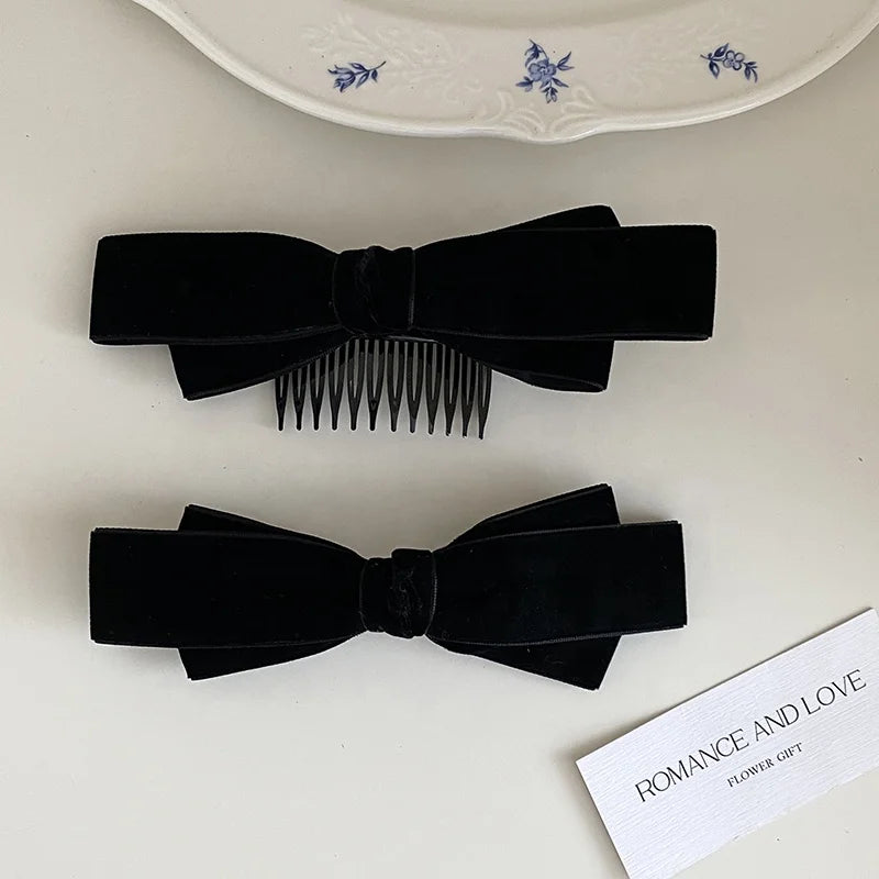 Fashion Simple Bowknot Velvet Hair Clips for Girls Elegant Graceful Barrettes for Women Ladies Hair Accessories in Stock Chic