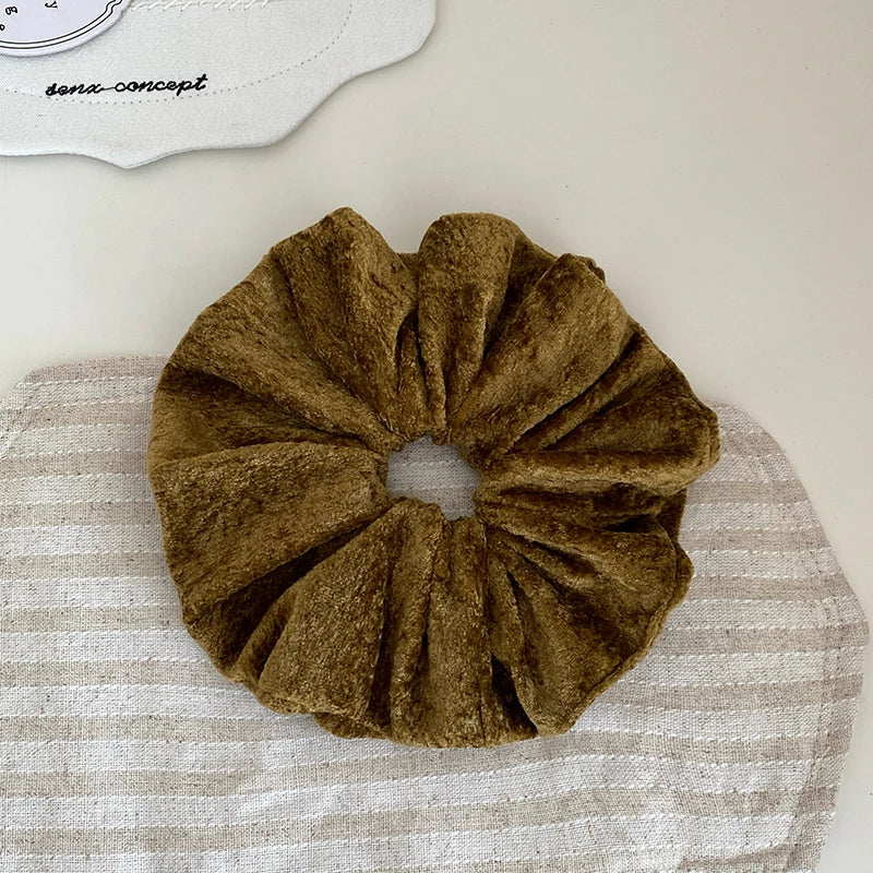 Women Solid Color Velvet X-Large Thick Thin Hair Scrunchies Fashion Vintage Elegant Bulk Order in Stock Hair Ties Accessories