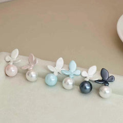 Women Butterfly Imitation Pearl Shape Small Drop Earring Fashion Luxurious Latest High Quality Bulk Jewelry Accessory for Daily