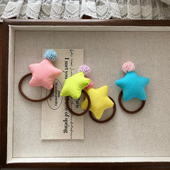 2025 Hot Sale Kids Star Solid Colored Elastic Hair Ties Fashion Sweet Beauty Wholesale in Stock Scrunchies Accessories for Girls