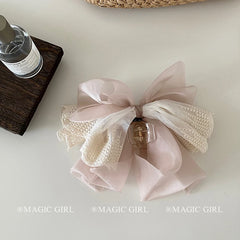 Sweet Elegant Dusty Pink Bowknot Hair Claw Clips Large Exaggerated Princess Style Haarspange for Women Ladies Hair Accessories