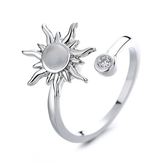 Women's Zircon Flower Rotating Rings Adjustable Stress-relieving Fashionable Ring Men's Unisex Hot Sale Accessories Wholesale