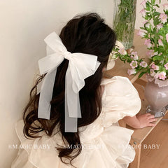 Girl Solid Color High Quality Bowknot Ribbon Barrette Clips Fashion Sweet Wholesale in Stock Hairpins Accessories for Children