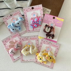 Cute Sweet Animal Bowknot Plaid Scrunchies for Baby Girls Fashion Peppy Hair Ties for Kids Children Hair Accessories in Stock