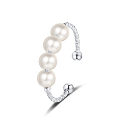 Imitation Pearl Opening Adjustable Rings Women Niche High-end Retro Elegant InstaStyle Trendy Index Finger Rings Accessories