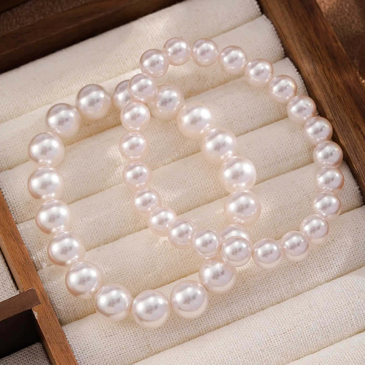 Women 10 MM 8MM 6MM Pink White Glass Pearl Bracelet Elegant Simple Mixed Order Accepted in Stock Jewelry for Female Daily Life
