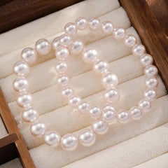 Women 10 MM 8MM 6MM Pink White Glass Pearl Bracelet Elegant Simple Mixed Order Accepted in Stock Jewelry for Female Daily Life