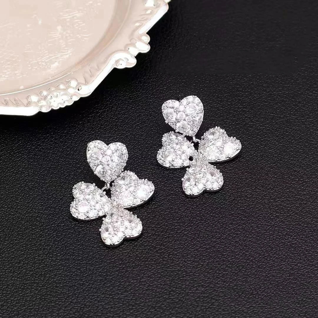 Glitter Luxury Trendy Exaggerated Drop Earrings for Girls Sweet Elegant Flower Floral Jewelry for Women Ladies Accessories