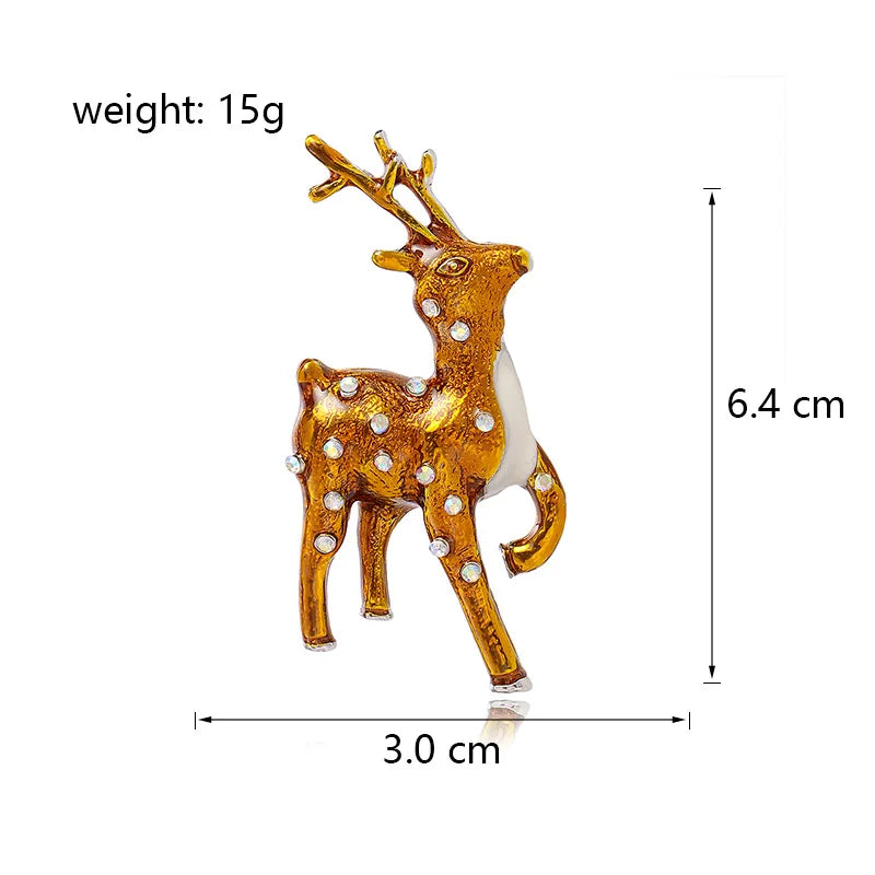 Fashion Lustrous Glitter Sparkle Rhinestone Animal Deer Brooches for Girls Sweet Elegant Pins Jewelry for Women Ladies Accessory