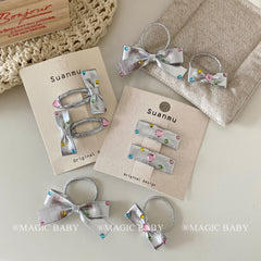Silver Bowknot Cute Sweet Hair Accessories for Baby Girls Fashion Trendy Stylish Scrunchies for Kids Children in Stock Kawaii