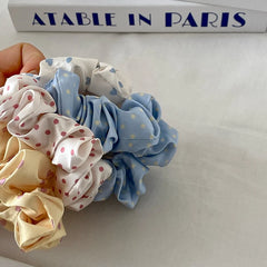 Fashion Cute Sweet Polka Dot Heart Shaped Scrunchies for Baby Girls Elegant Simple Hair Ties for Kids Children Hair Accessories