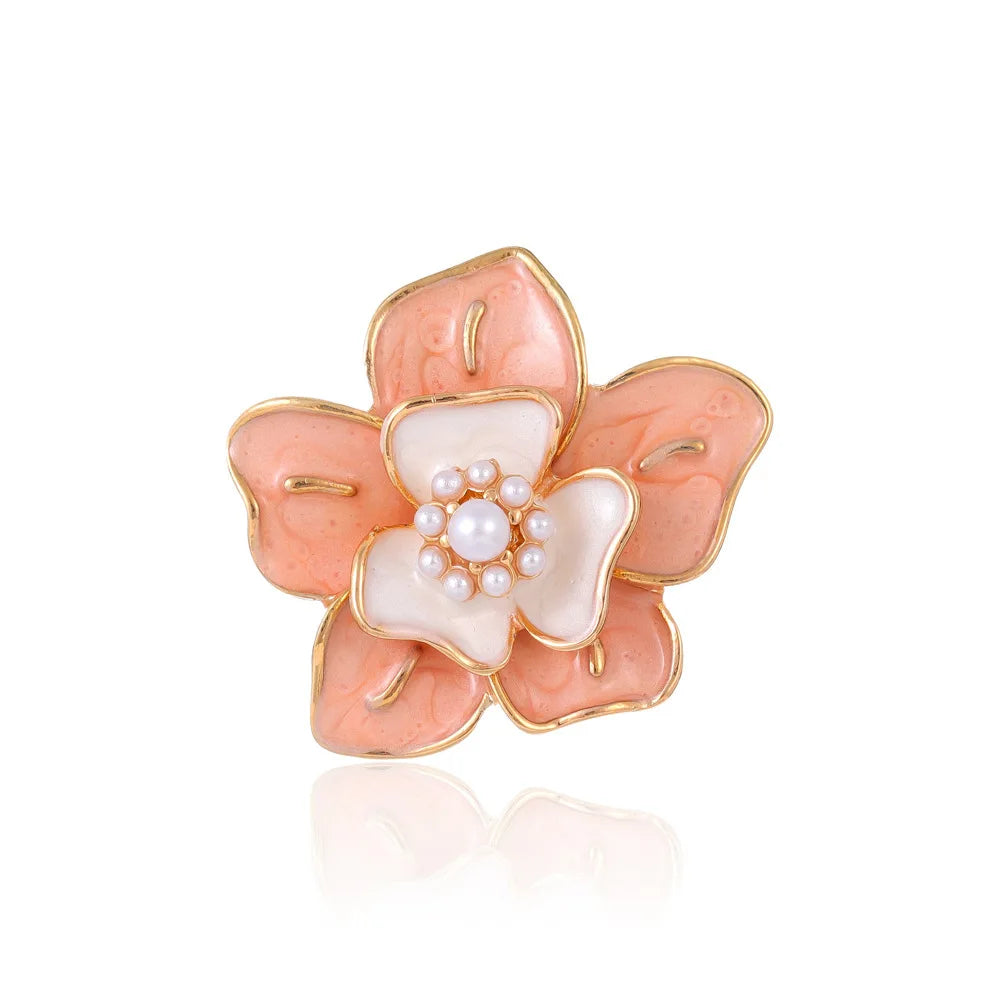 Fashion Flowers Sweet Elegant Imitation Pearl Brooches for Girls Stylish Trendy Pins Jewelry for Women Ladies Accessories