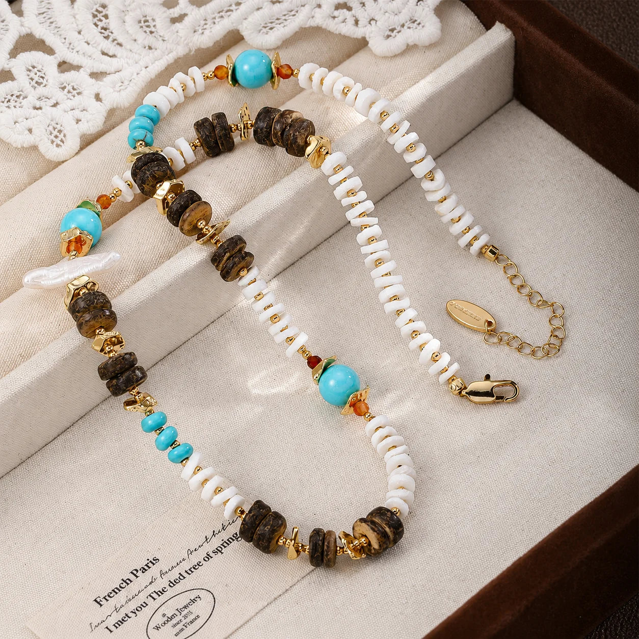 Fashion Baroque Pearl Turquoise Shell Jewelry Sets for Girls Vintage Necklaces Bracelets for Women Ladies Wholesale Bulk