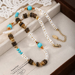 Fashion Baroque Pearl Turquoise Shell Jewelry Sets for Girls Vintage Necklaces Bracelets for Women Ladies Wholesale Bulk