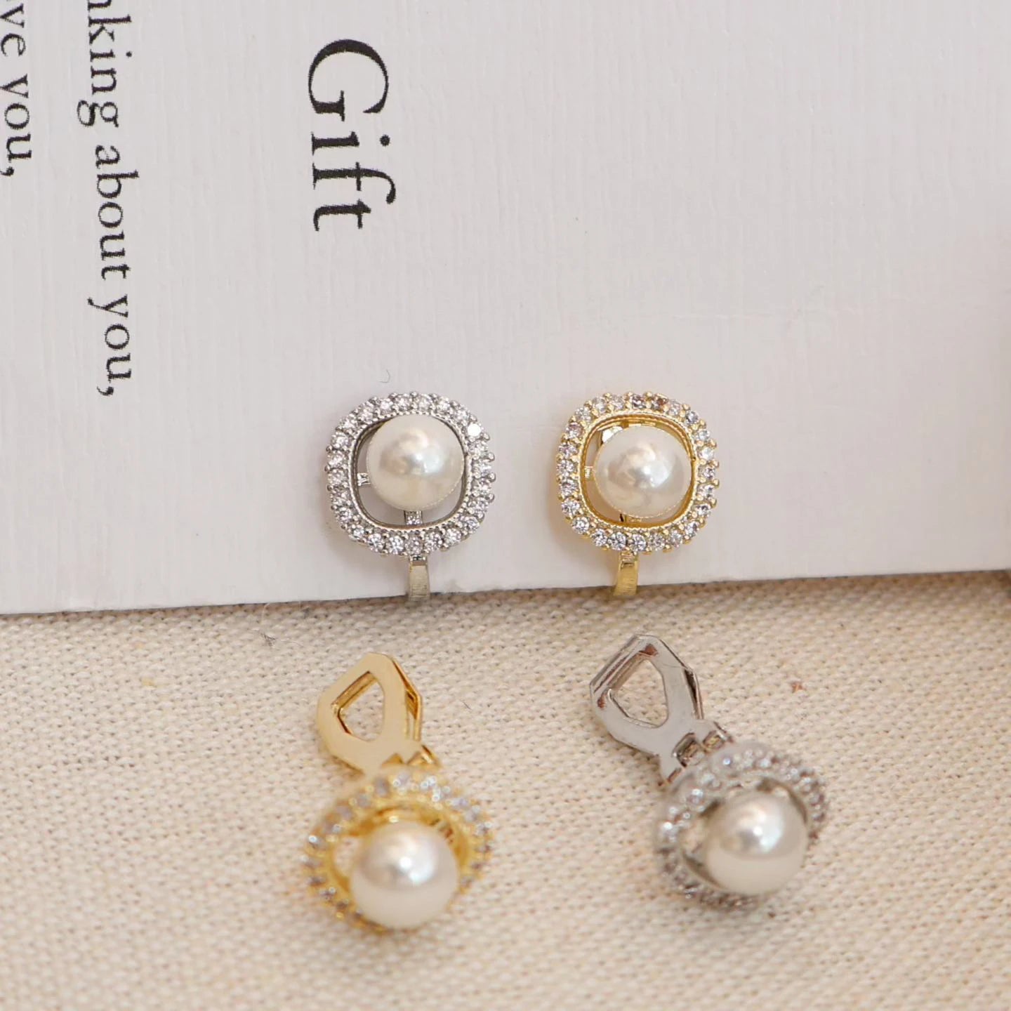 Simple Fashion Minimalistic Imitation Pearl Elegant Luxury Clip on Earrings for Girls Trendy Glitter Jewelry for Women Ladies
