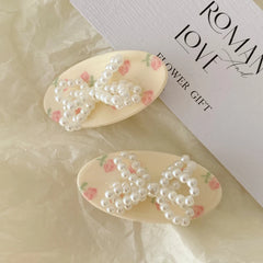 Elegant Graceful Glitter Sparkle Alligator Hair Clips Cute Sweet Flower Imitation Pearl Women's Hair Accessories for Parties