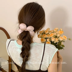 Sweet Cute Flower Shaped Fashion Scrunchies for Girls Chic Solid Color Classic Hair Ties for Women Ladies Hair Accessories