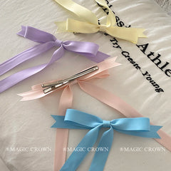 Brand New Girls Women Classic Kawaii Hair Accessories Candy Solid Color Sweet Cute Bowknot Hair Snap Clips Made Fabric Trendy