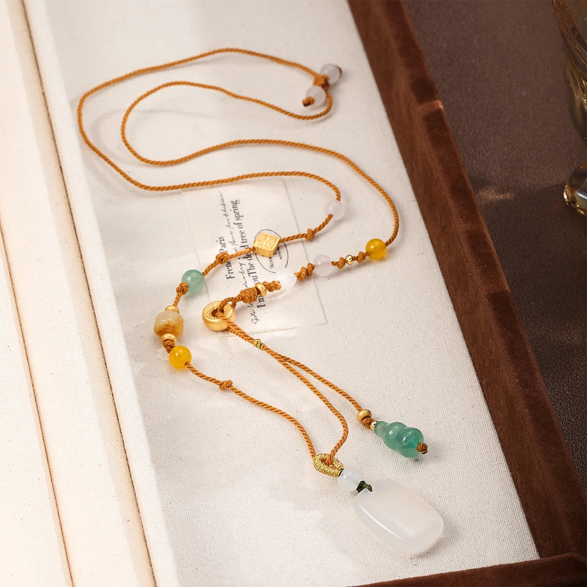 Fashion Natural Stone Pendent Copper Necklaces for Girls Vintage Simple Minimalistic Jewelry for Women Ladies Wholesale Bulk