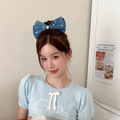 Hot Sale Blue Solid Color Imitation Pearl Rhinestone Hair Clips Trendy Graceful Wholesale in Stock Hairpins Accessory for Women