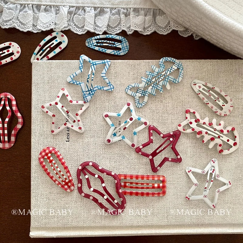 Cute Sweet Polka Dot Fashion Hair Clips for Baby Girls Star Snap Clips for Kids Children Hair Accessories Chic Kawaii in Stock