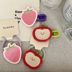 Children Fruits Color Blocked Thick Thin Hair Scrunchies Hairpins Fashion Sweet Cute Kid Hair Ties Alligator Clips Accessories