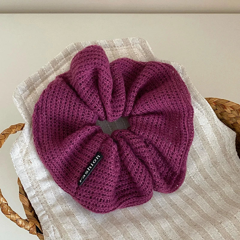 Women Solid Color High Elastic X-Large Hair Ties Fashion Elegant Autumn Winter Warm Bulk in Stock Ponytail Scrunchies for Female