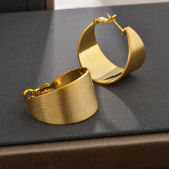 Women's Fashionable Earrings Wide-Frame Brushed Earrings Vintage Exaggerated Personality High-end Cool Style Ear Jewelry Unisex