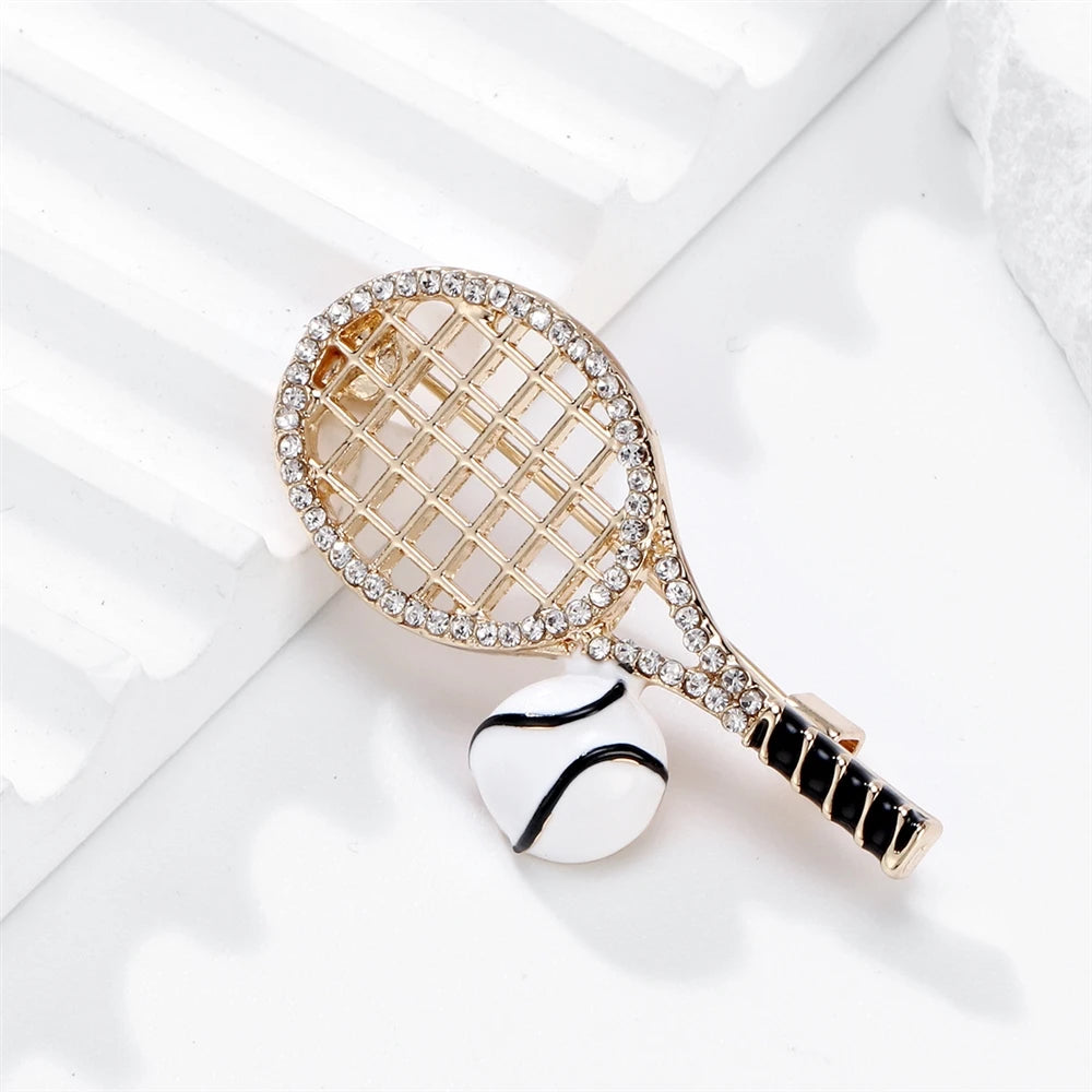 Fashion Trendy Sports Tennis Brooches for Girls Sweet Glamorous Charms Stylish Pins Jewelry for Women Ladies Man Accessories