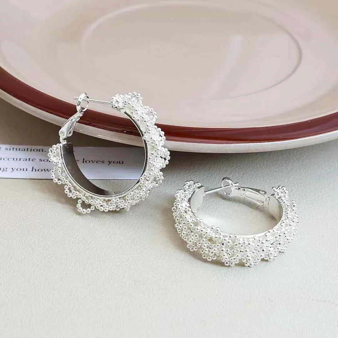 Ladies New Design High Quality Medium Hoop Earring Fashion Sparking Luxurious Charms Bulk Jewelry Accessories for Women Daily