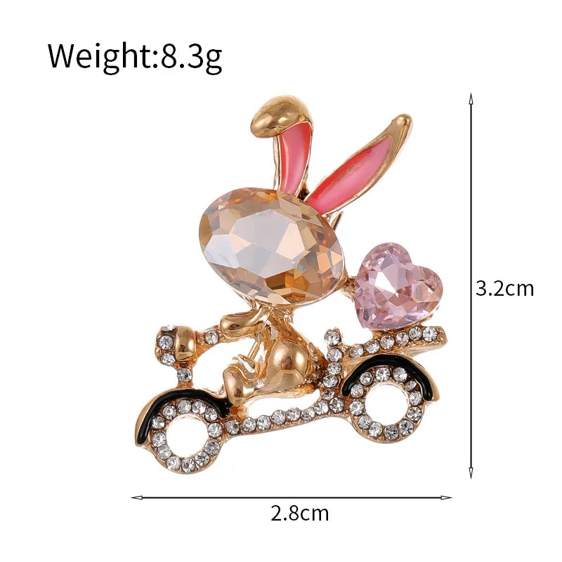 Fashion Rabbit Glitter Sparking Rhinestone Brooches for Girls Sweet Elegant Stylish Pins Jewelry for Women Ladies Accessories