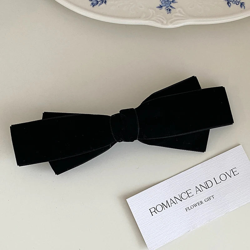 Fashion Simple Bowknot Velvet Hair Clips for Girls Elegant Graceful Barrettes for Women Ladies Hair Accessories in Stock Chic