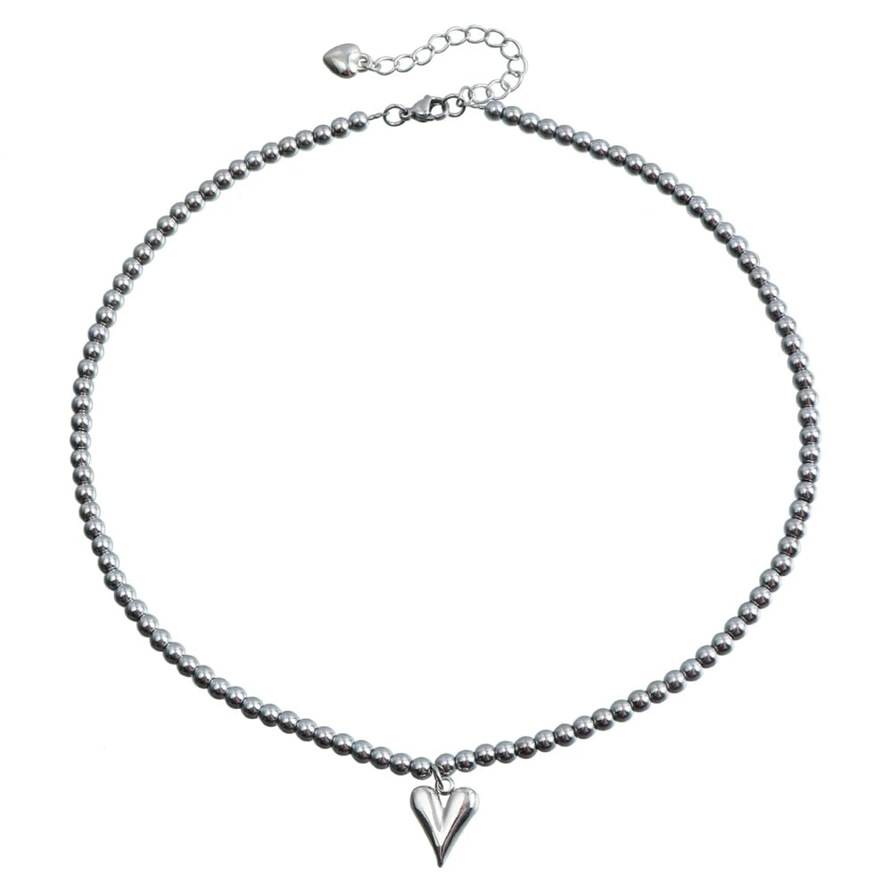 Fashion Steel Simple Minimalistic Heart Shaped Luxury Necklaces for Girls Sweer Spicy Jewelry for Women Ladies Accessories