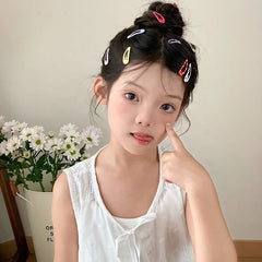 Kids Multicolor Heart Flower Printed Snap Clips Sweet Fashion Cute Wholesale in Stock Hairpins Accessories for Children Daily