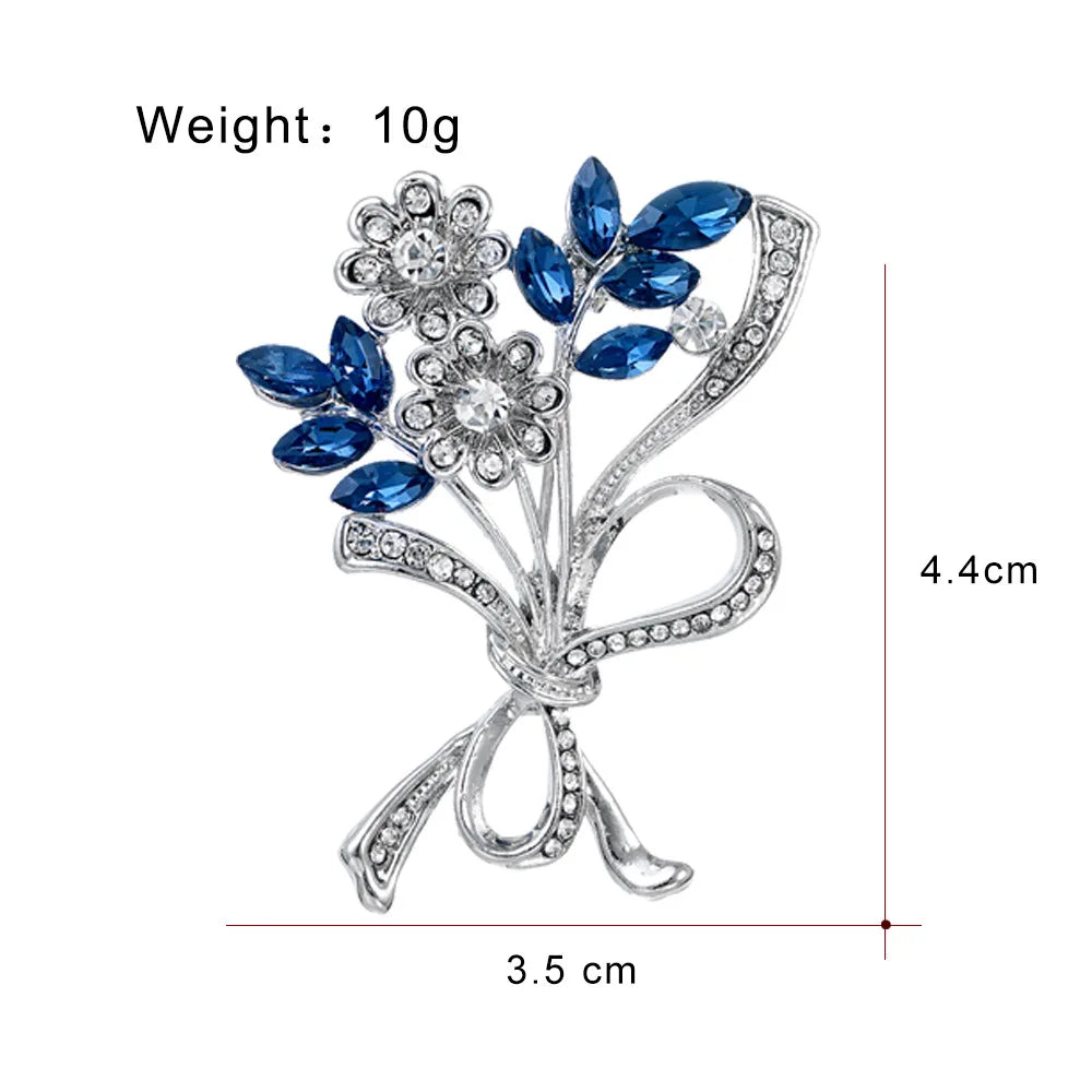 Fashion Glitter Flowers Sparking Rhinestone Brooches for Girls Sweet Dainty Pins Jewelry for Women Ladies Accessories New Design