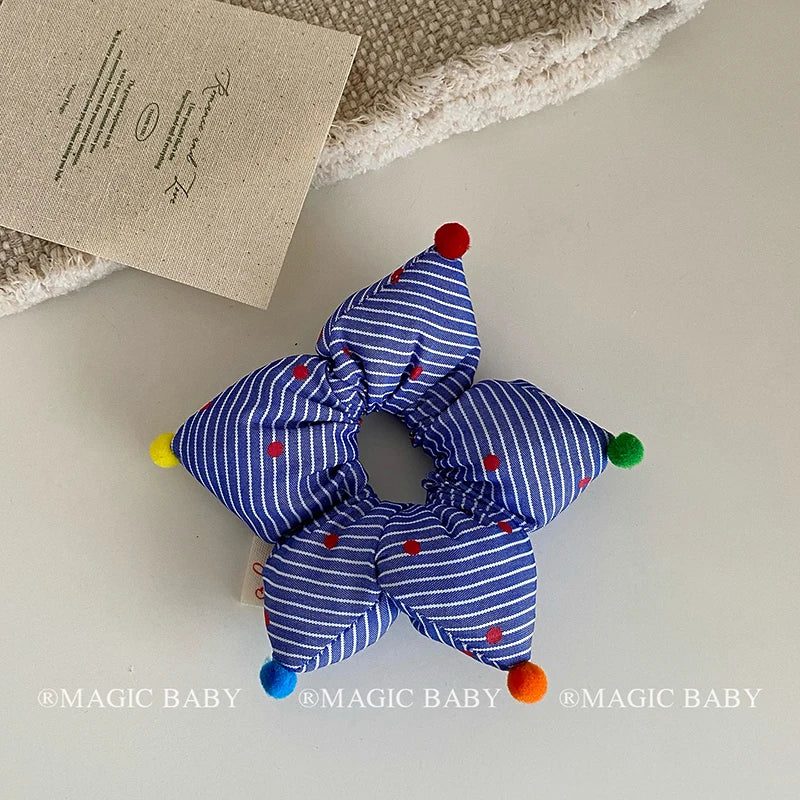 Fashion Cute Sweet Classic Star Polka Dot Scrunchies for Baby Girls Elegant Kawaii Hair Clips for Kids Children Hair Accessories