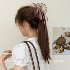 Fashion Lace Ribbon Scrunchies for Girls Elegant Graceful Chic Trendy Hair Ties for Women Ladies Hair Accessories in Stock