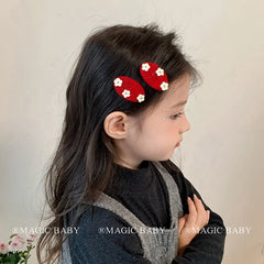 Fashion Cute Sweet Flowers Plaid Hair Clips for Baby Girls Lace Snap Clips Plush for Kids Children Hair Accessories in Stock
