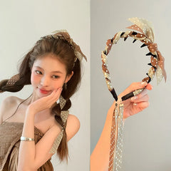 Hot Sale Women Red Green Ribbon Dots Comb Headband Fashion Elegant Wholesale in Stock Hairbands Accessories for Female Daily