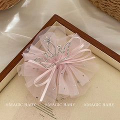 Sweet Princess Style Glitter Crown Bowknto Hair Clips for Baby Girls Elegant Graceful Chic Alligators for Kids Hair Accessories