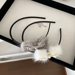 Fashion Bowknot Fluffy Bowknot Head Band for Girls Sweet Cute Hair Band for Women Ladies Hair Accessories in Stock Wholesale