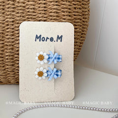 Girls Sweet Cute Fabric Hairpins Accessory Flower Button Bowknot Dots Small Alligator Clips for Daily Wear Parties Wholesale