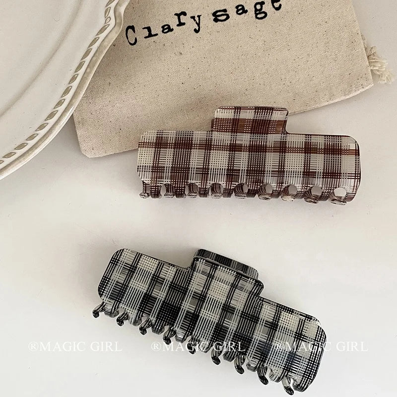 Fashion Trendy Elegant Sweet Hair Claw Clips for Girls Plaid Simple Classic Hair Accessories for Women Ladies Chinese Supplier