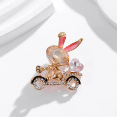 Fashion Glitter Rhinestone Rabbit Animals Sparking Brooches for Girls Trendy Stylish Pins Jewelry for Women Ladies Accessories