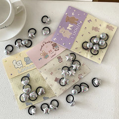 Kids Minimalistic Star Heart Circle Decorative Black Elastic Hair Ties Fashion Cute in Stock Scrunchies Accessories for Daily